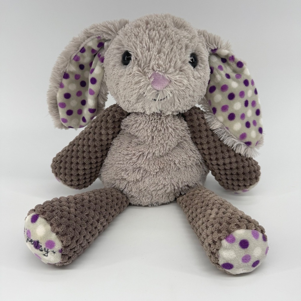 Scentsy Buddy Roosevelt Rabbit Plush Grey Purple Polka Dot Scent Pak Included